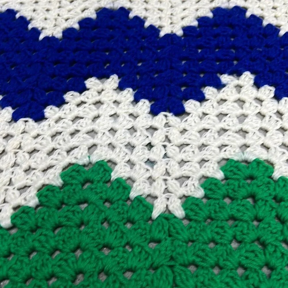 Handmade Crochet Knit Herringbone-Style Pattern lap blanket  30